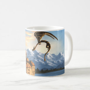 Taza De Café Dragón fantasmal sobre el castillo