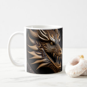 Taza De Café Dragón impreso con aspecto de cuero con herramient