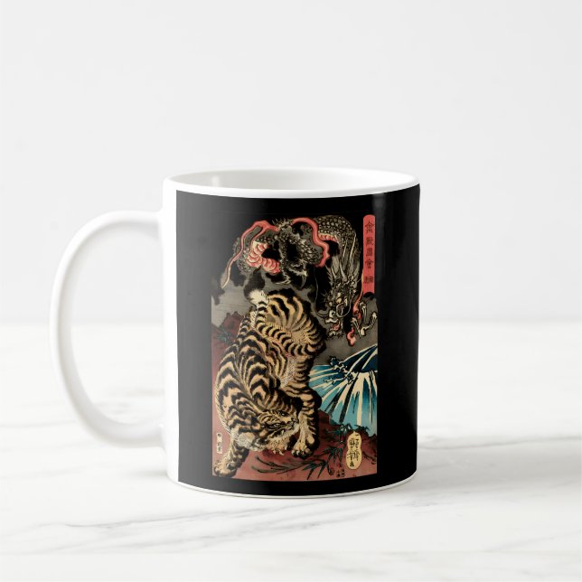 Taza De Café Dragón luchando contra el gigante tigre japonés (Izquierda)