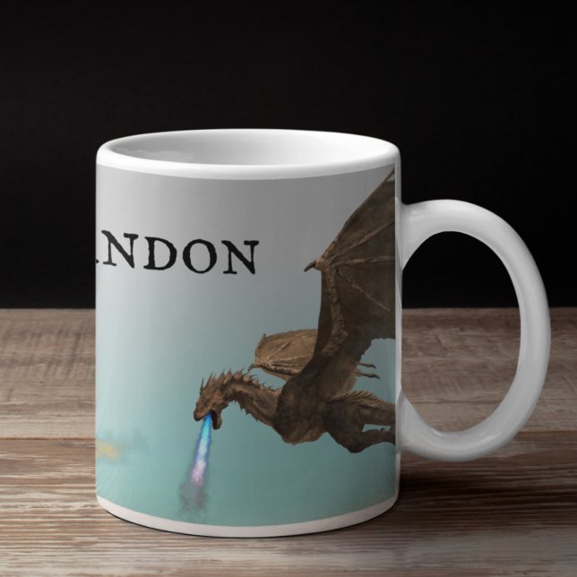Taza De Café Dragón respirador de fuego Wyvern personalizado (Subido por el creador)