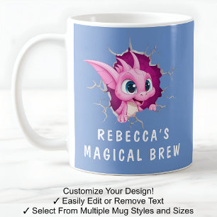 Taza De Café Dragón Rosa En Una Taza! Novedad Dragón De Fantasí