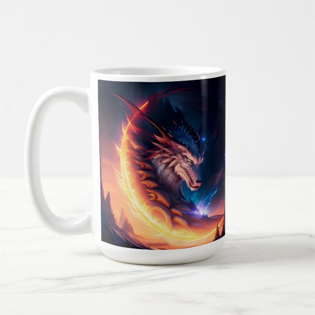 Taza De Café Dragon Scape Fire Night (Izquierda)