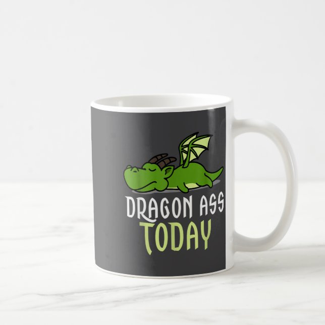 Taza De Café Dragon Today _ Dragging _ Lazy _ Funny Novelty _ G (Derecha)