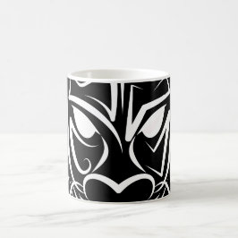 Taza De Café Dragón tribal blanco y negro