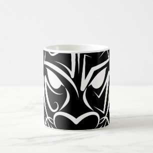 Taza De Café Dragón tribal blanco y negro