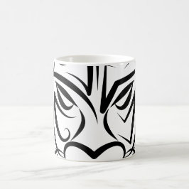Taza De Café Dragón tribal blanco y negro
