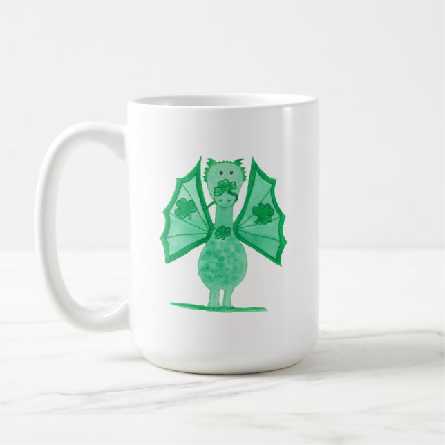 Taza De Café Dragón Verde Con Tréboles (Izquierda)