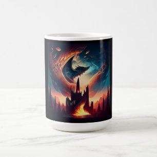 Taza De Café Dragón volando sobre el reino