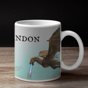 Taza De Café Dragón Wyvern Personalizado que Respira Fuego