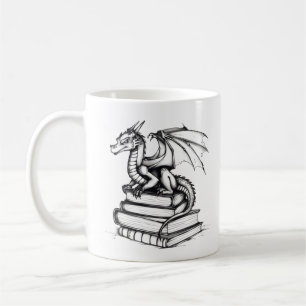 Taza De Café Dragón y libros de línea de arte