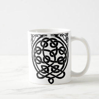 Taza De Café Dragones de nudo celta - Blanco y negro