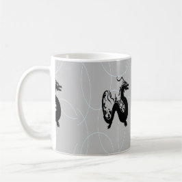 Taza De Café dragones negros en gris