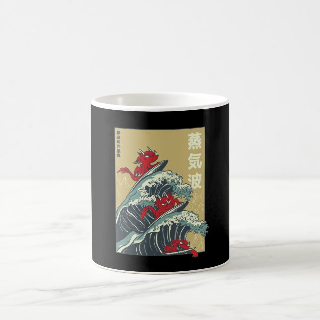 Taza De Café Dragones Surfing Great Wave de Kanagawa (Centro)