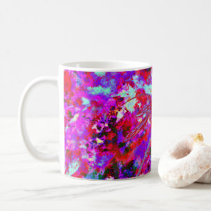 Taza De Café Dragonetas de arte pop en peluca rosa de latte