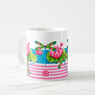 Taza De Café Dragonflies and Lilies Mug