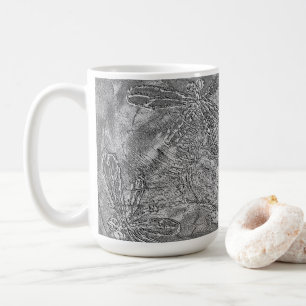 Taza De Café Dragonflies Grabado en relieve metálico plateado