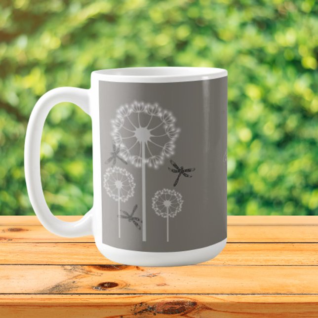 Taza De Café Dragonflies Gris Coffee Mug (Gray Dragonflies Coffee Mug)