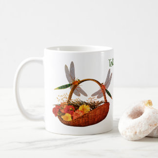 Taza De Café Dragonflies On Flower Basket Personalizado