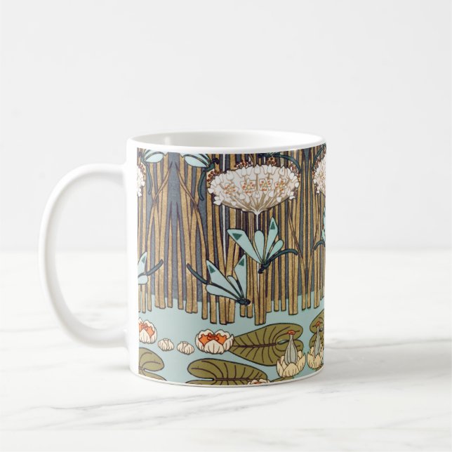 Taza De Café Dragonflies Water Lilies Marsh Art Nouveau (Izquierda)