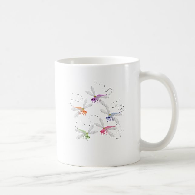 Taza De Café Dragonflies Whimsical Personalizado Art (Derecha)