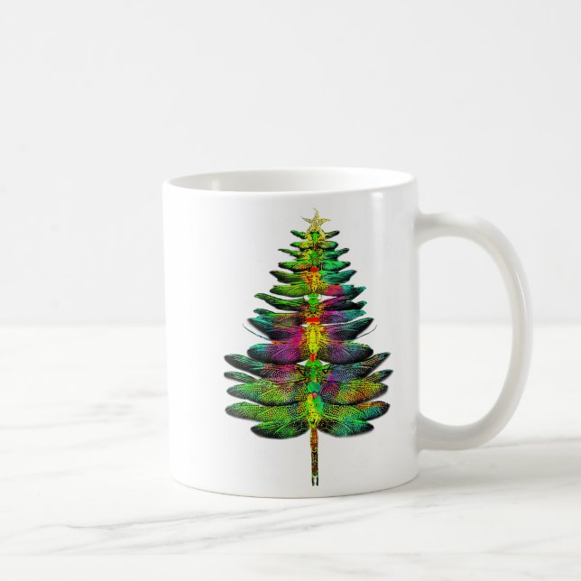Taza De Café Dragonfly Christmas Tree Dragonfly Xmas  (Derecha)