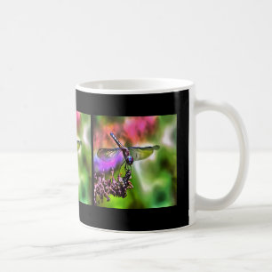 Taza De Café Dragonfly en pintura realista verde y azul
