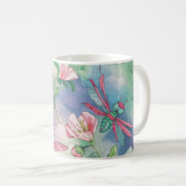 Taza De Café Dragonfly floral