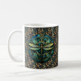 Taza De Café Dragonfly modernista sobre café marfileño