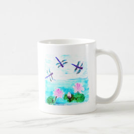 Taza De Café Dragonfly, pintura de flores de agua