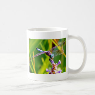 Taza De Café Dragonfly verde azulado y púrpura