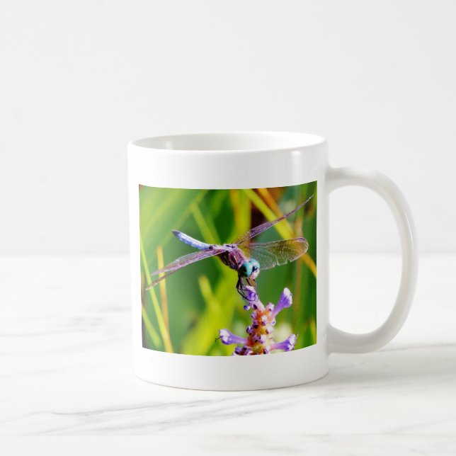 Taza De Café Dragonfly verde azulado y púrpura (Derecha)