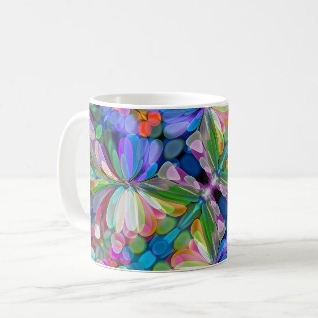 Taza De Café Dragonfly Wildflower Garden Abstract Floral (Anverso izquierdo)