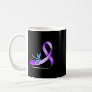 Taza De Café Dragonflyy Listón Morado de Conciencia de Sobredos