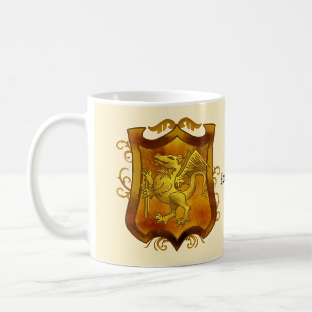 Taza De Café Dragons Shield Family Crest Surname mug (Izquierda)