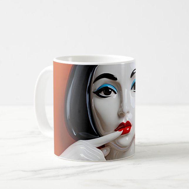 Taza De Café Drama de los labios rojos (Anverso izquierdo)
