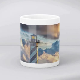 Taza De Café Dramatic Lighthouse Seascape with Stormy Waves