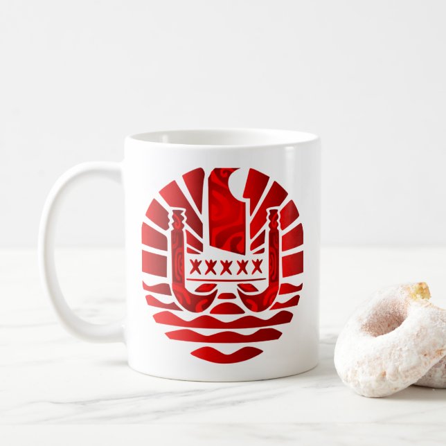 Taza De Café Drapeau de la Polynésie française (rouge) (Con donut)