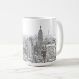 Taza De Café Drawing of New York City Landscape