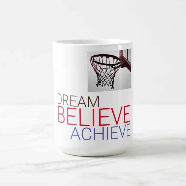 Taza De Café Dream Believe Achieve Basketball (Centro)