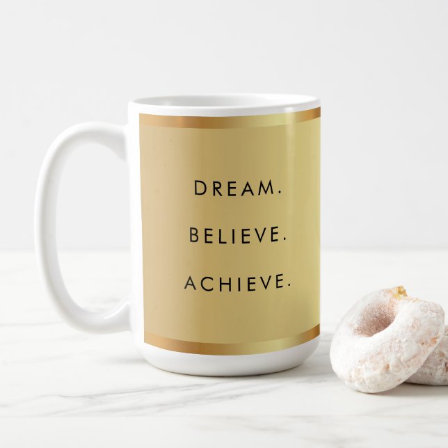 Taza De Café Dream Believe Achieve Personalizado Texto exitoso  (Con donut)