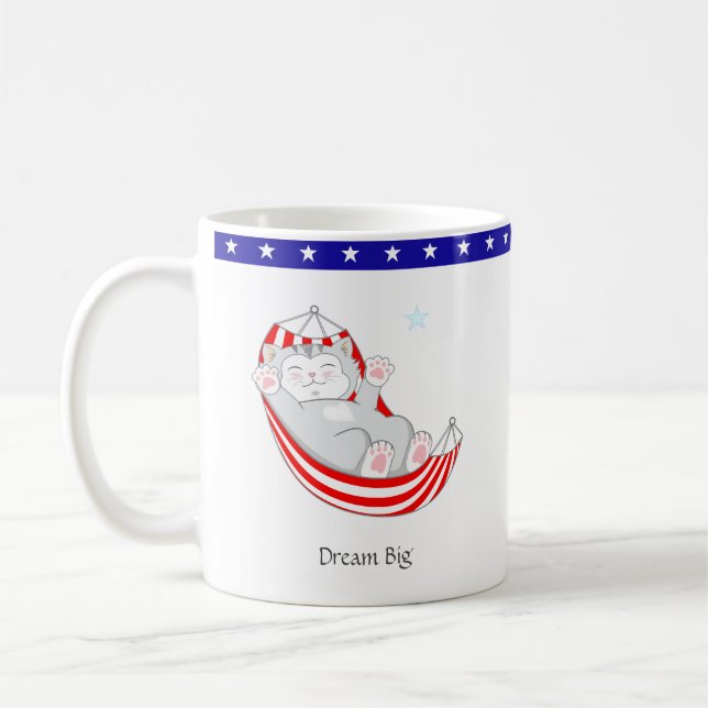Taza De Café Dream Big Cute Kitty Cat (Izquierda)