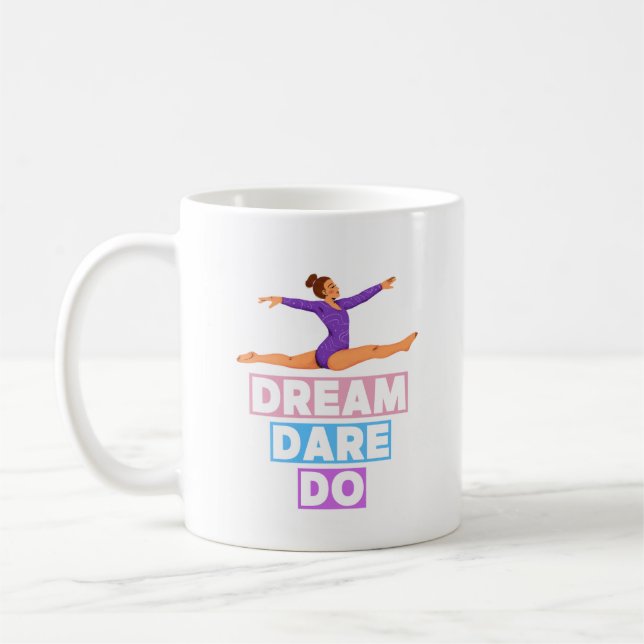 Taza De Café Dream Dare Do - Motivación de la Gimnasia Mug (Izquierda)