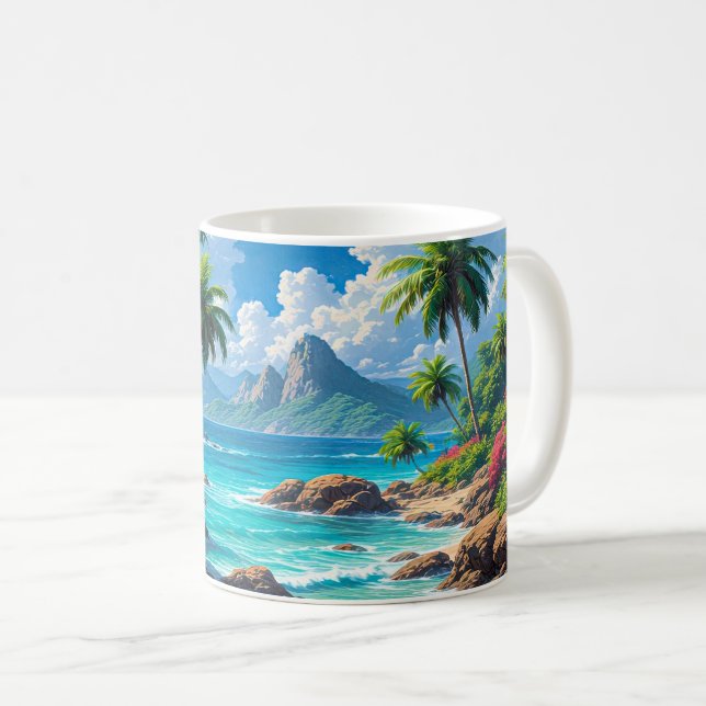 Taza De Café Dream On, Tropical Paradise, (Anverso derecho)