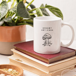 Taza De Café Dreamy Art Vibes – Hand-Drawn Mushroom Aesthetic 