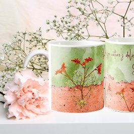 Taza De Café Dreamy Pink Green Flowers Inspirador