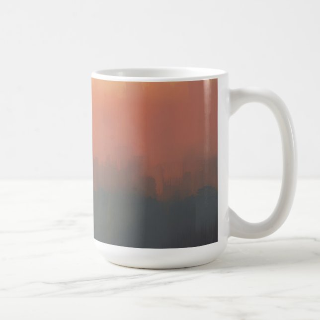Taza De Café Dreamy Urban Mist – Abstract Cityscape Mug (Derecha)