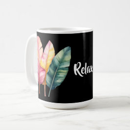 Taza De Café Drei Bananen Blätter in Pastellfarben 