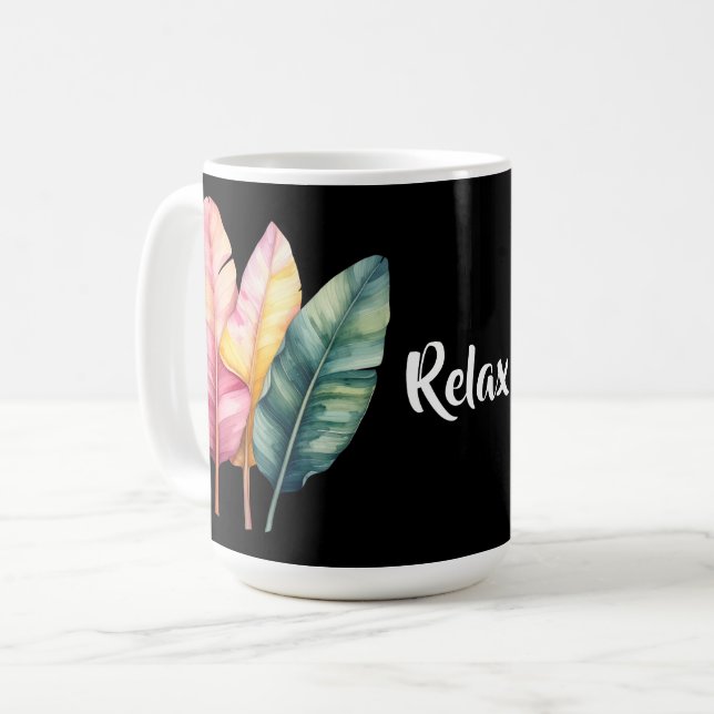 Taza De Café Drei Bananen Blätter in Pastellfarben  (Anverso izquierdo)