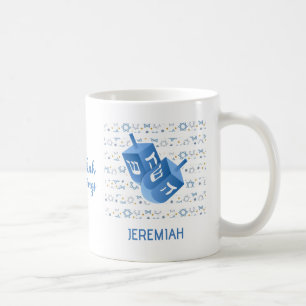Taza De Café Dreidel Personalizado para la Familia en Hanukkah