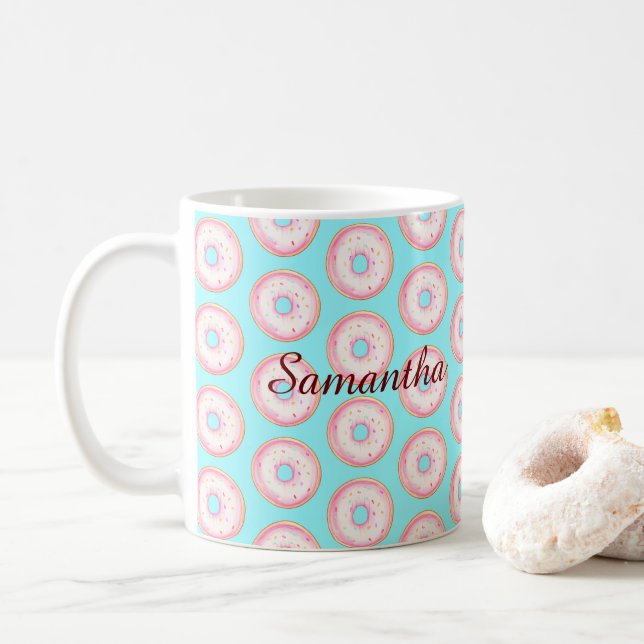 Taza De Café Drenuelos de salpicaduras de color rosa (Con donut)